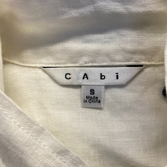 CABI Womens White Long Sleeve Button Down Jacket Size Small 100% Linen - Picture 3 of 10